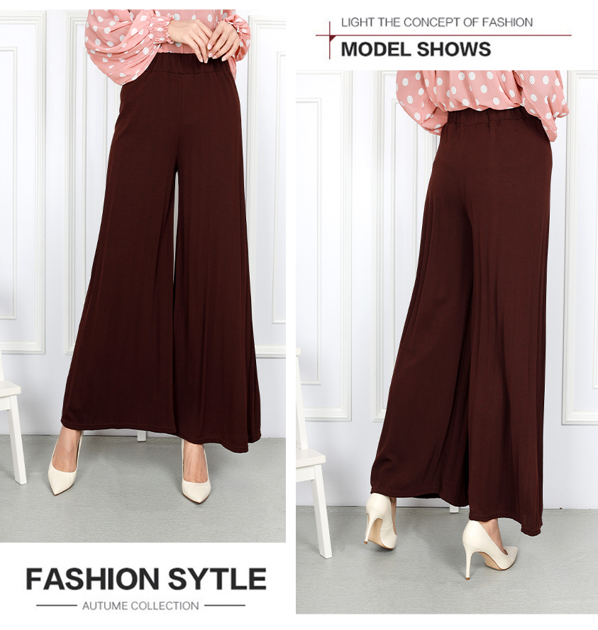 QA-869 - Pleated Wide Leg Palazzo Brown