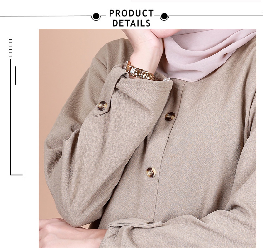 QA-857 - Stylish Long Sleeve Button Blouse Khaki