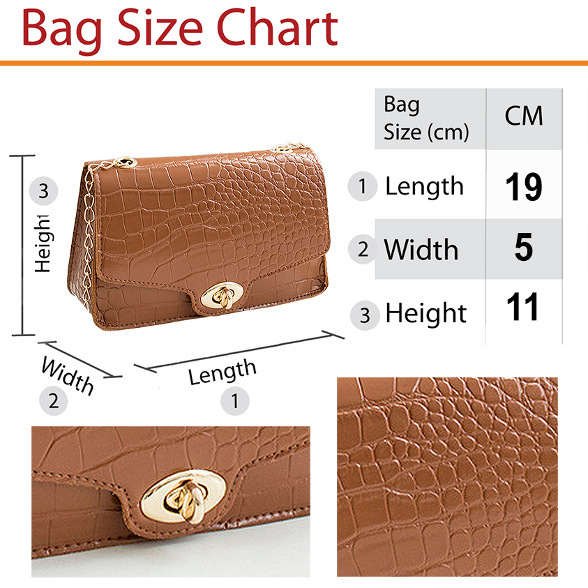 QA-873 - Stylish Lock Chain Sling Bag Brown