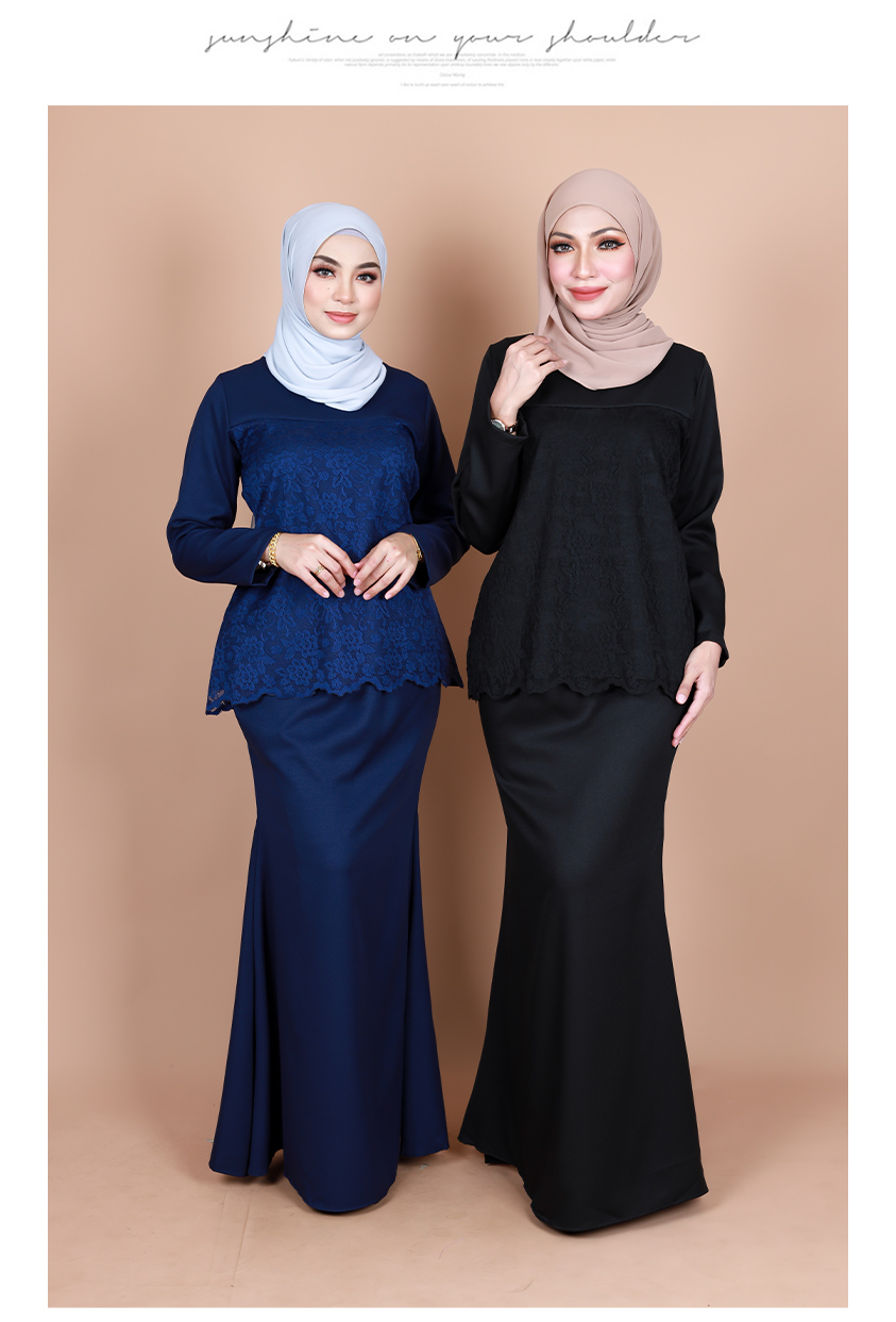 QA-851 - Stylish Lace Baju Kurung Set Grey
