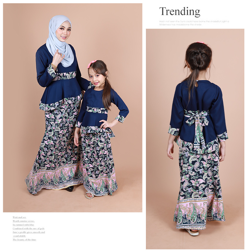 QA-852 - Kids Peplum Baju Kurung Blue