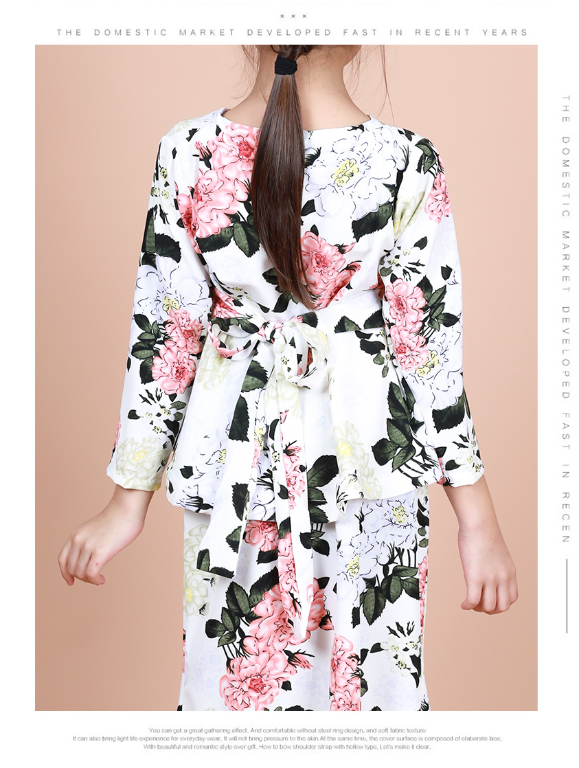 QA-865- Stylish Kids Flora Baju Kurung Ivory