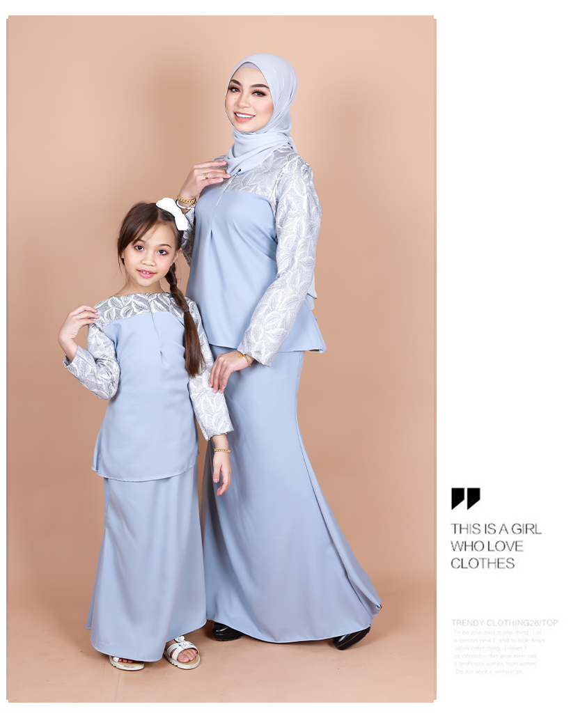 QA-849 - Fashion Peplum Baju Kurung Set Grey