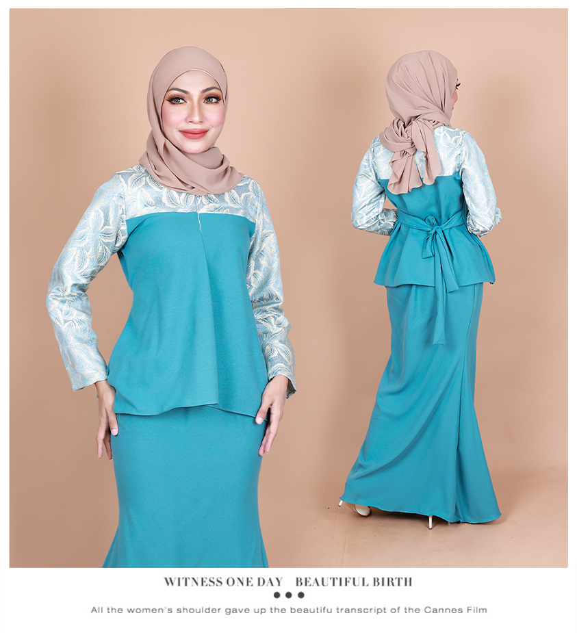 QA-849 - Fashion Peplum Baju Kurung Set Green