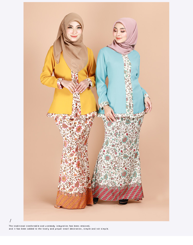 QA-879 - Fashion Front Zip Kebaya Baju Kurung Dust Blue
