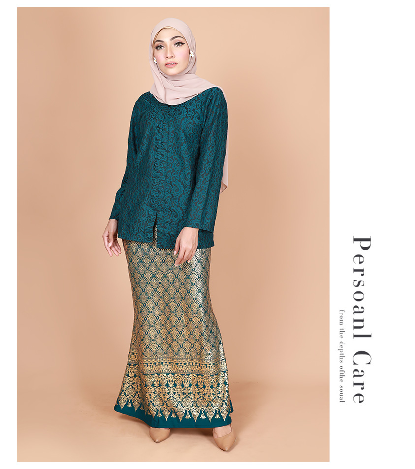 QA-877 - Full Lining Lace Baju Kurung Green