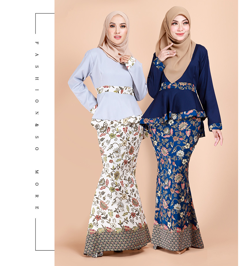 QA-878 - Trendy Peplum Baju Kurung Grey