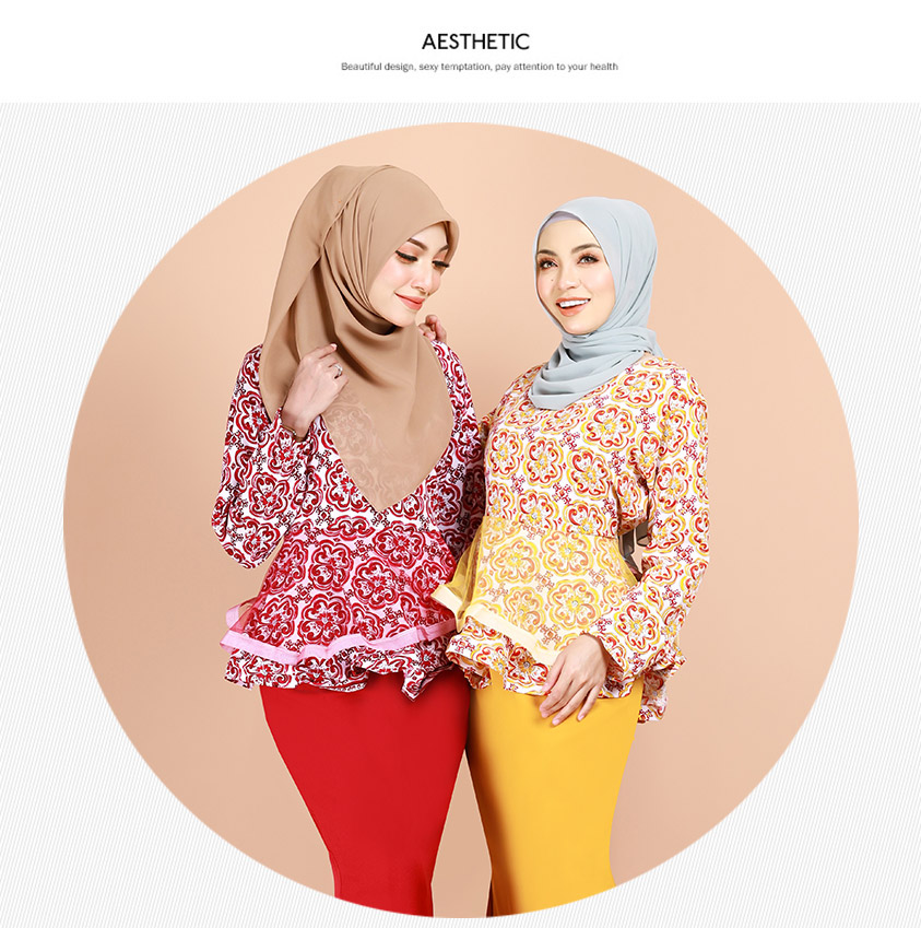 QA-882 - Fashion Layered Peplum Baju Kurung Blue