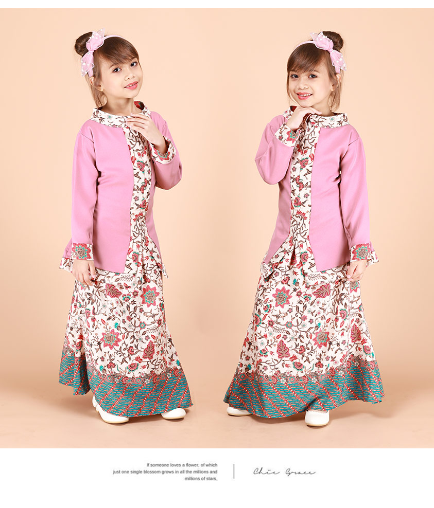 QA-880 - Stylish Kids Baju Kurung Pink 
