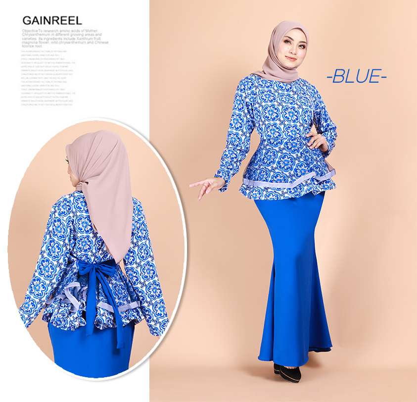 QA-882 - Fashion Layered Peplum Baju Kurung Blue