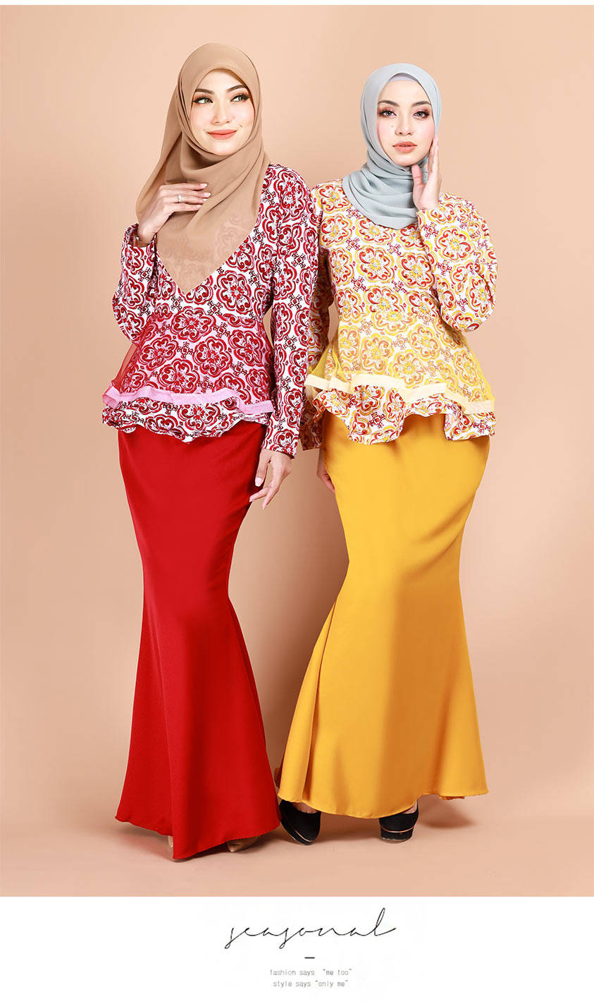 QA-882 - Fashion Layered Peplum Baju Kurung Blue