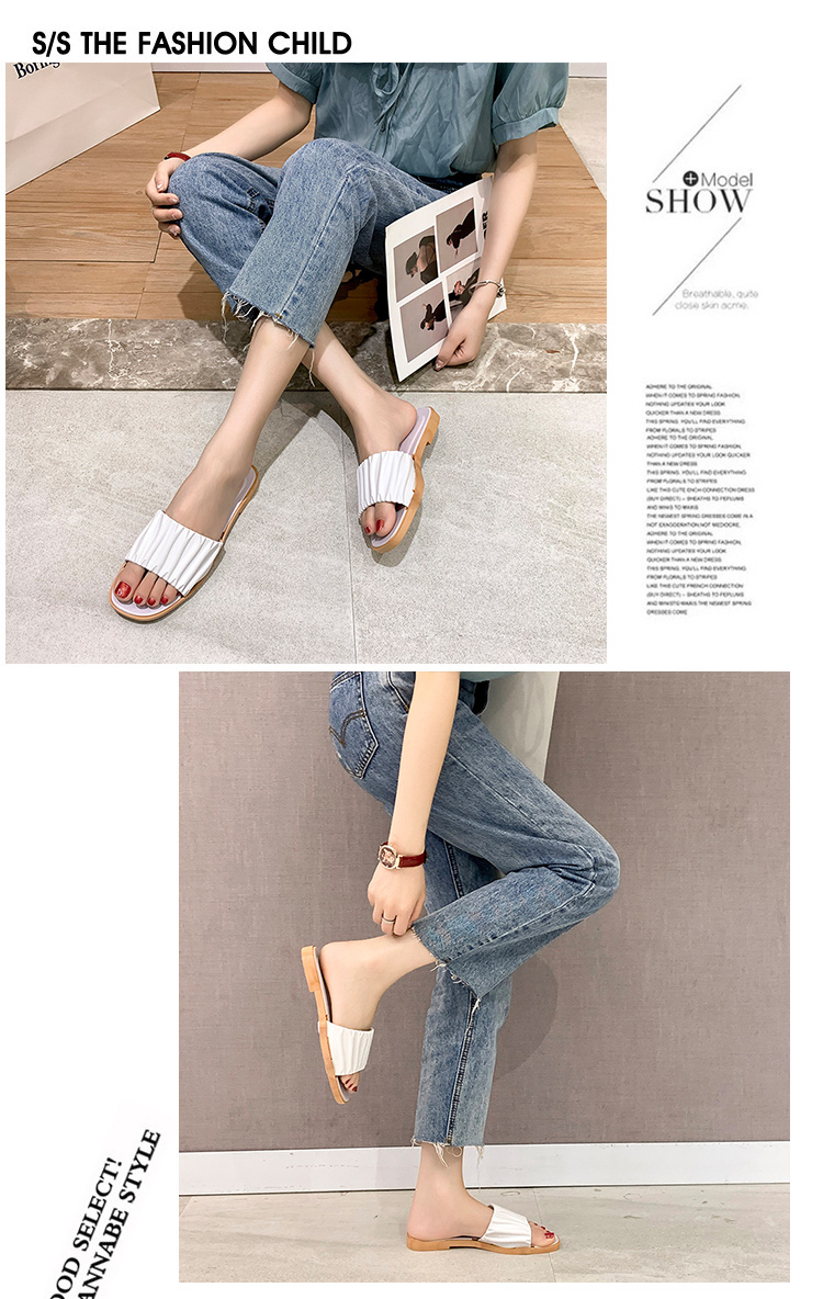 QA-906 Fashion Line Flat Sandals White