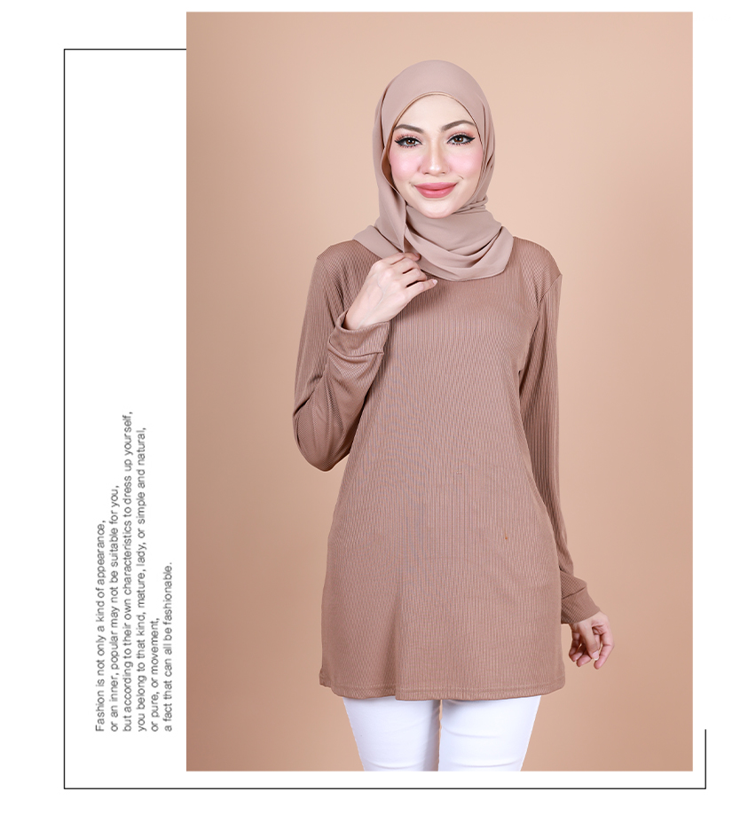 QA-884 - Simple Solid Long Sleeve Blouse Khaki