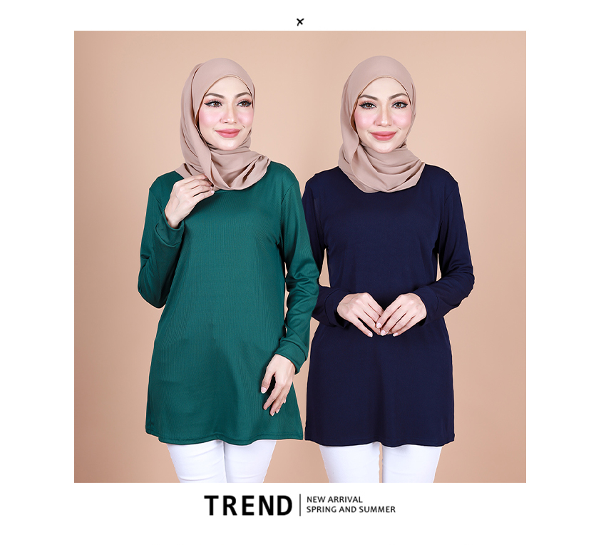 QA-884 - Simple Solid Long Sleeve Blouse Green