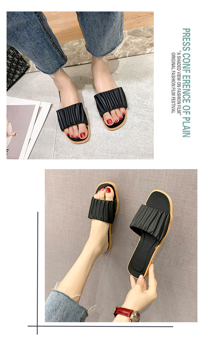 QA-906 Fashion Line Flat Sandals Black